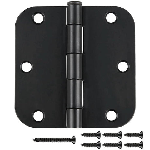30 Pack Matte Black Interior Door Hinges 3.5 Inch by 3.5 Inch Round Radius Five Eighth Inch Hinge Heavy Duty Removable Pin with Screws