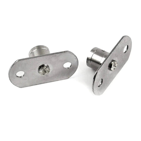 4 Piece Sliding Door Roller Guide Wheel Set With Stainless Steel Frame, Floor Guide Rollers For Furniture, 12mm Diameter By 15mm High Wheels With 38x20mm Base Plates, Durable Construction; two stainless steel rollers with base plates visible