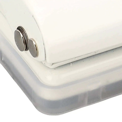 Close-up of 3 Hole Puncher Handheld For Loose Leaf Paper A7 A4 5 Sheets 70g Capacity showing metal construction and punch lever.