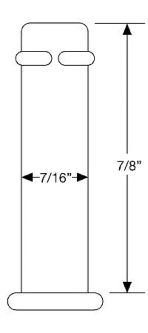 Almond Replacement Caster Set diagram showing caster dimensions, 7/8 inch height and 7/16 inch width, suitable for Chromcraft chairs.