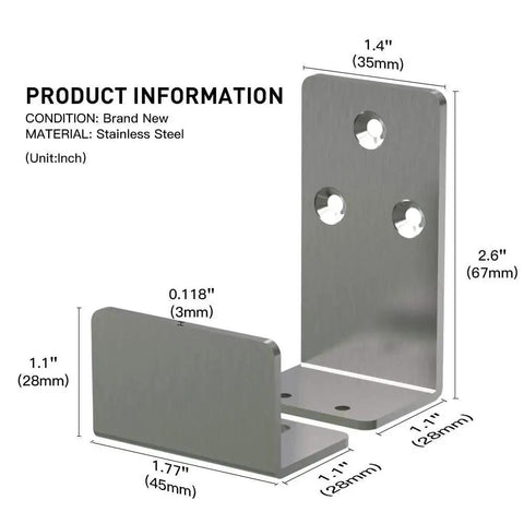 Stainless Steel Sliding Barn Door Floor Guide 2 Pack With Adjustable Brackets For Bottom Track And Wall Mount Flush Bottom Design