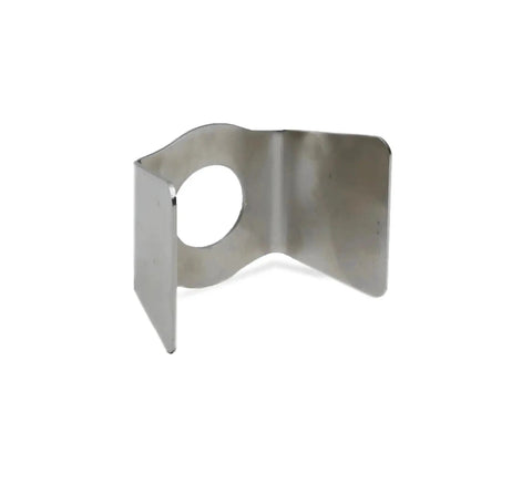 Stainless Steel Switch Guard with yellow ring for 22 mm button, featuring durable shield for industrial panels, front view.