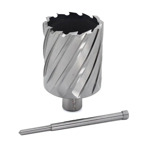 High Speed Two And One Eighth Inch Annular Cutter For Magnetic Drill Press With Two Inch Cutting Depth And Three Quarter Inch Weldon Shank Two Flat Pilot Pin And Thin Walled Dual Teeth Ten Times Faster Than Regular Drill Bits By OSCARBIDE product image