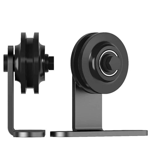Skyen Sliding Barn Door Hardware Roller Set Black T Shape Roller Set Carbon Steel With Black Powder Coat side view