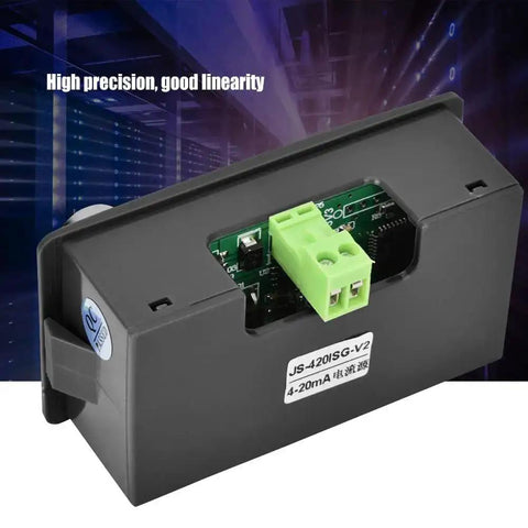 Two-Wire 4-20mA Loop Signal Generator with LCD Display, shown in black casing with green connectors, high-precision line.