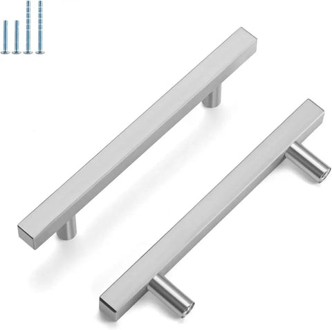 10 Pack Brushed Nickel Cabinet Pulls 3 Inch Hole Centers, 6 Inch Total Length, 1.34 Inch Height Stainless Steel Handles