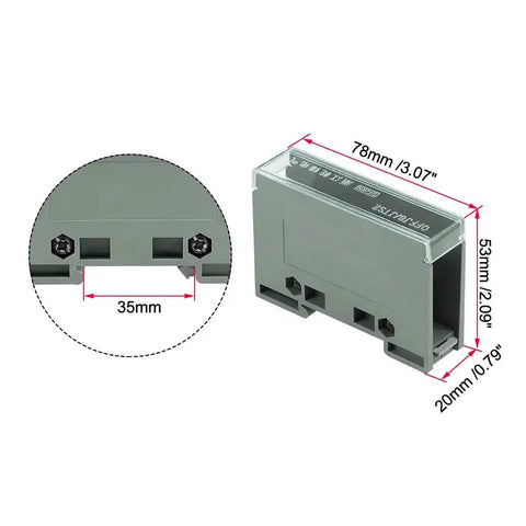 1 In 4 Out DIN Rail Terminal Block 690V Connector Distribution Block For Electrical Panels With Flame Resistant Shell And Solid Brass Conductor Pro Grade Build Easy 35mm DIN Rail Mount See Through Protective Cover dimensions shown