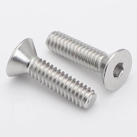 M6 Flat Head Socket Cap Screws 1.0mm Pitch, 25mm Long, Stainless Steel 304 Bright Finish, DIN 7991, Allen Hex Drive, 6mm Diameter, 25 Pack