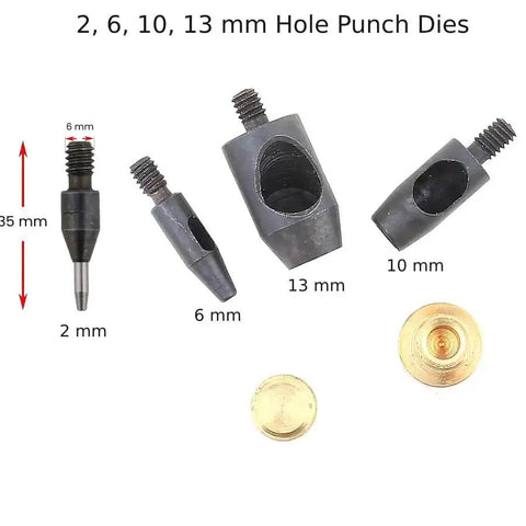All In One Hand Press Kit For Snap Buttons Grommets Eyelets Rivets And Popper Fasteners With Holes Puncher Dies various sizes