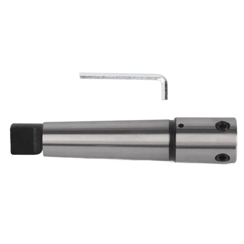MT4 to R8 taper arbor sleeve with hex key; two-piece metal drill adapter set, Amazon brand, silver finish
