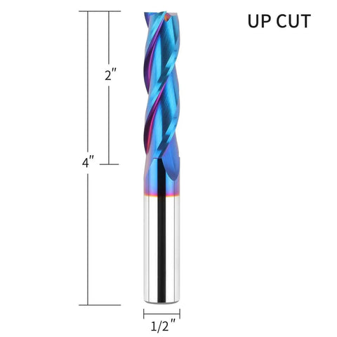 Extra Long Upcut Spiral Router Bit Heavy Duty EANOSIC Pro Grade Half Inch Shank Half Inch Cutting Diameter Two Inch Cutting Length