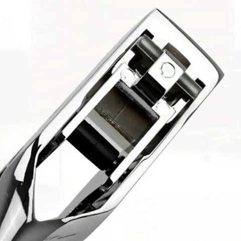 Close-up of Heavy Duty Single Oval Hole Puncher for Scrapbooking Handheld Paper Cutter with chrome finish and durable metal construction.