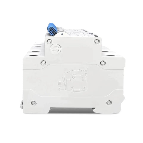 Side view of 2P DC Dual Power Manual Transfer Switch MCB For PV System 40A Heavy Duty Miniature Circuit Breaker, compact design