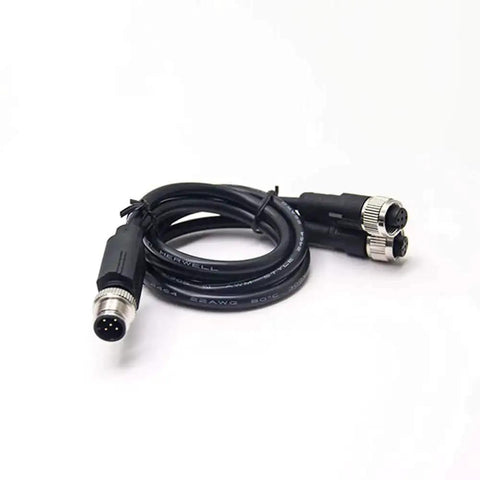 M12 Connector Cable M12 Male To Dual Female Ends A-Coded 5-Pin Straight Cable 0.5 Meter industrial use