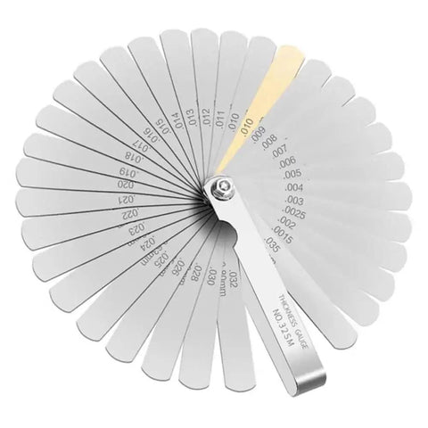 32 Blade Feeler Gauge Set Heavy Duty Stainless Steel Dual Marked Metric And SAE Foldable For Easy Carry Engine Tuning And Tappet Clearance Checks