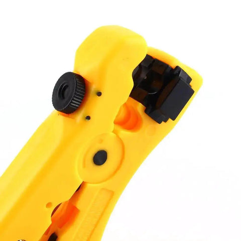 Coax Cable Wire Stripper Cutter With Adjustable Blade And Reversible Cassette For RG59 And RG6 And RG7 And RG11, Yellow Handle