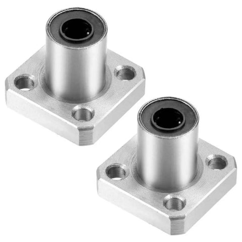 Two THK Linear Bushing LMK Series LMK35 LMK35UU Linear Bearings, cylindrical with flange, for CNC and automation applications.