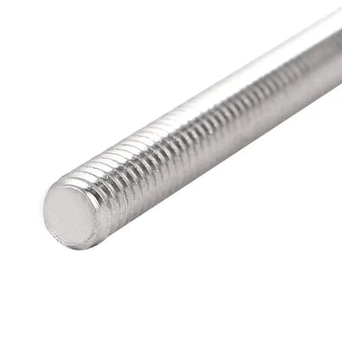 Close-up view of a 304 Stainless Steel Fully Threaded Rod 1/4 Inch 20 TPI 12 Inch, showing the threading and metal finish.
