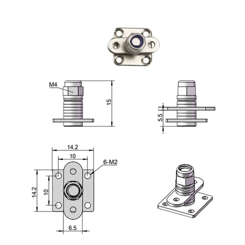 Square stainless steel damping torque hinge with mounting plate and adjustable stop, 1 piece (Amazon)