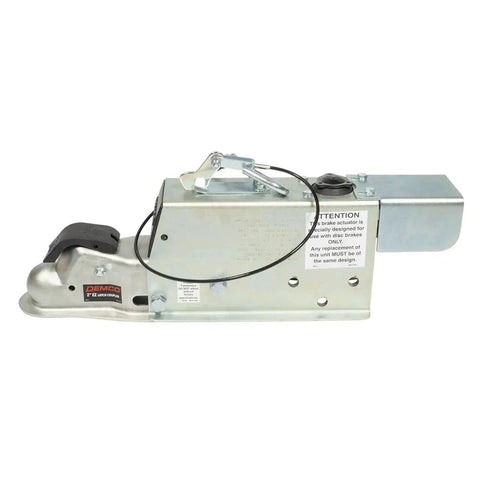Side view of Demco DA70 surge brake actuator with solenoid for disc brakes, 7K EZ-Latch.