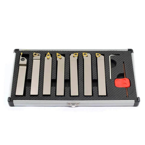 Heavy Duty Five Eighths Inch Shank Indexable Lathe Turning Tool Holder Set Nickel Plated 7 Piece CNC Metal Lathe Cutting Tools
