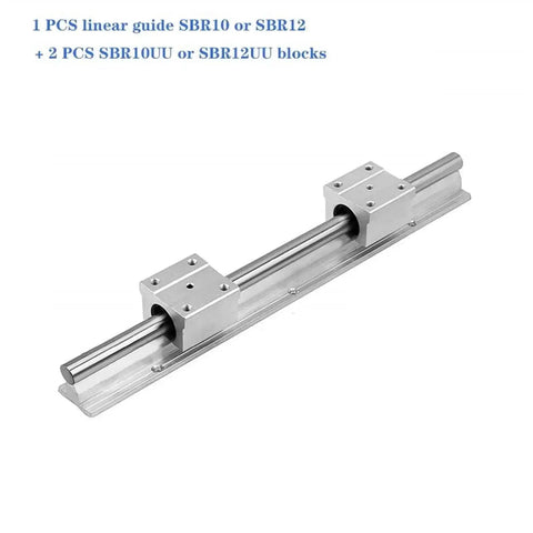 Linear Rail Kit SBR10 or SBR12 with SBR10UU or SBR12UU blocks showing components ready to mount for CNC and DIY 3D printer use.