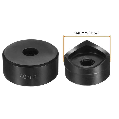 40mm Sheet Metal Punch Kit With Bearing Steel Heavy Duty Manual Knockout Punch For Stainless Steel Aluminum Copper Plastic Metal Plates Pro Grade Cutting Tool Black, showing two metal punch components.