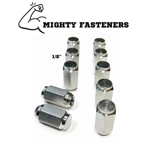 Acorn Lug Nuts For Trailers Half Inch Twenty Thread Stainless Steel 304 Electropolished Finish Rugged Durable Corrosion Resistant Wheel Nuts Set Ten Pack Mighty Fasteners