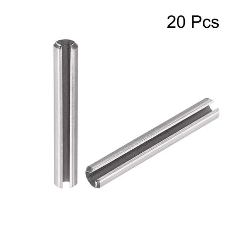Slotted Spring Pin M2.5 x 20mm, 304 Stainless Steel Split Roll Dowel Pin, Plain Finish, 20 pieces displayed.