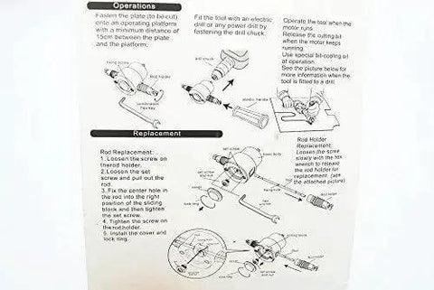 Instruction manual for Double Head Metal Sheet Nibbler Cutter For Drill Attachments And Hole Saw Bits, DIY Friendly Paperboard Package