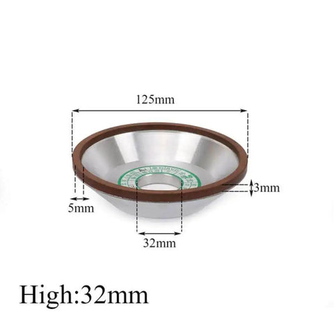 Diamond Grinding Wheel Resin Bond Circle Sharpener 125mm for Carbide Metal Tungsten Steel Milling Cutters, 32mm Height