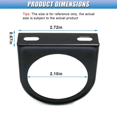 52Mm Gauge Mount Universal Pillar Pod Holder For 52mm Instrument Gauges, 2 Inch Single Hole Panel Bracket, black aluminum, dimensions