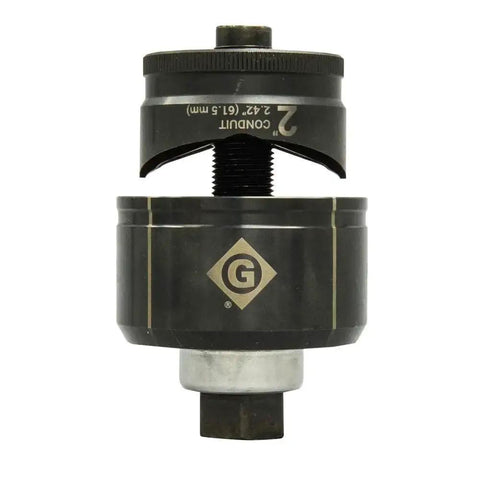 2 Inch Conduit Size Standard Round Knockout Set Workhorse with Knurled Grip Punch, USA Made Die