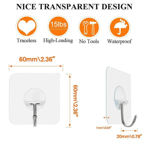 Dimensions and features of Heavy Duty Adhesive Hooks Up To 15 Lbs With 180 Degree Rotating Design Nail Free Wall Hangers