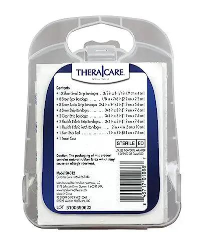 Back view of On The Go First Aid Bandage Kit Assorted 36 Count package showing contents and details.