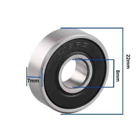 608RS ball bearing with double rubber seal, 8x22x7mm for skateboard use