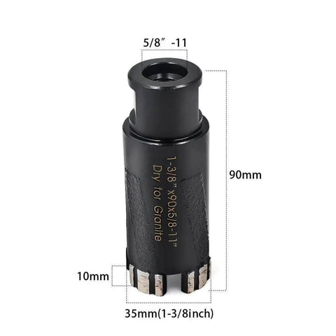 Heavy Duty Dry Diamond Core Drill Bit For Granite One And Three Eighths Inch With Five Eighths Eleven Thread Ostek 2 Pack Pro Grade Vacuum Brazed Edge visible