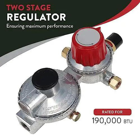 Two Stage Auto Changeover Propane Regulator With Two 12 Inch Pigtails For RVs Vans And Trailers GasOne Premium LP Gas Regulator