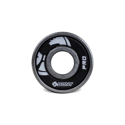 Bont Pro Racing 608 skate bearing, black outer race with silver inner race and Bont logo