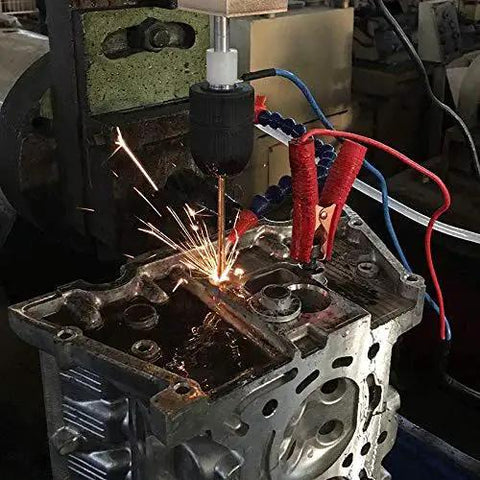 Grab And Go 800W Portable EDM Tap Burner removing broken tap from metal block with auto feed and depth stop SFX EDM-8C in use