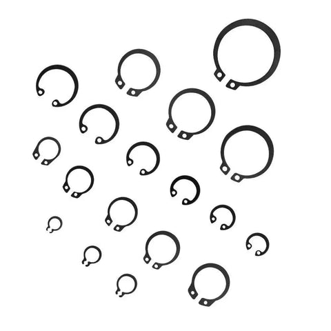 225Pcs 18 Sizes Alloy Steel Circlip Snap Ring External Retaining Clamps Ring Washer Assortment Kit 6 To 32mm Black Built Tough Rust Resistant