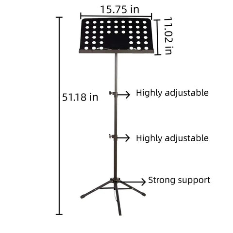 Folding Music Stand Portable With One Step Setup And Tool Free Height Adjustment Thickened Steel Frame For Orchestra Church And School