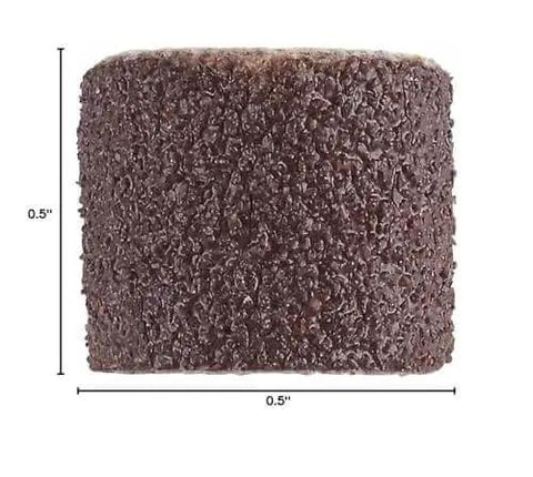 Close-up view of Beast Half Inch Coarse Sander Bands Set, 1/2-inch 60 grit band for rotary tools, wood and metal smoothing.