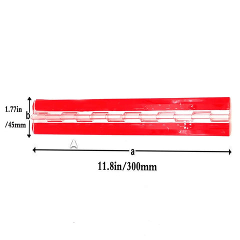 Transparent Acrylic Piano Hinge 300mm Self Adhesive For DIY Boxes And Aquarium, shown with measurements 300mm length, 45mm width