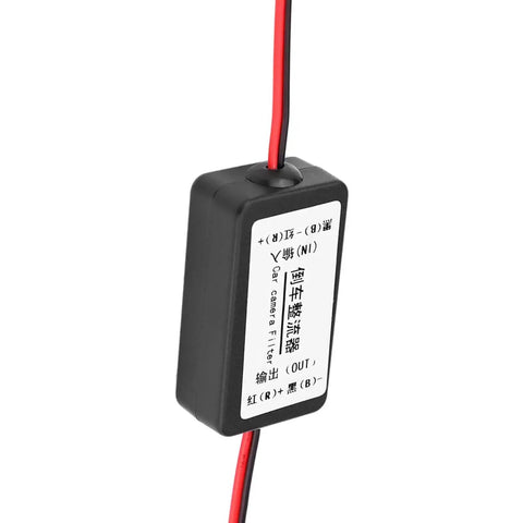 12V DC Car Rearview Camera Power Relay Capacitor Filter Rectifier Kit with red and black wires for German and American cars