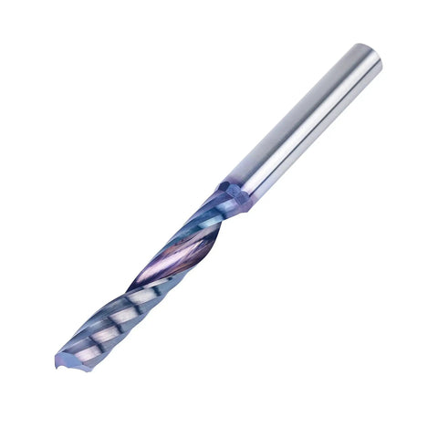Extreme Life Coated One Quarter Inch Shank End Mill For Aluminum And Plastic, Extra Long Three Inch Overall Length, Upcut O Flute CNC Router Bit