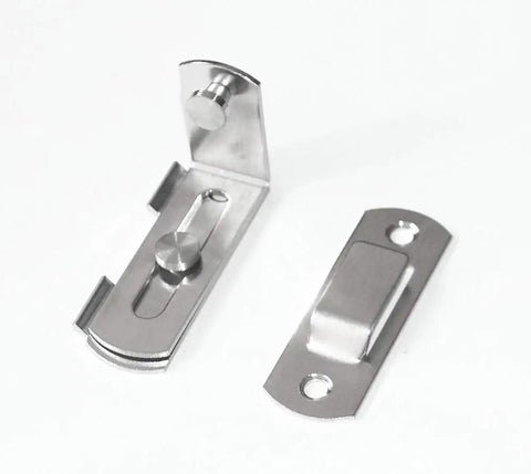 90 Degree Stainless Steel Sliding Door Latch For Barn Doors And Cabinets, Safety Locking Mechanism, Right Angle Curved Design