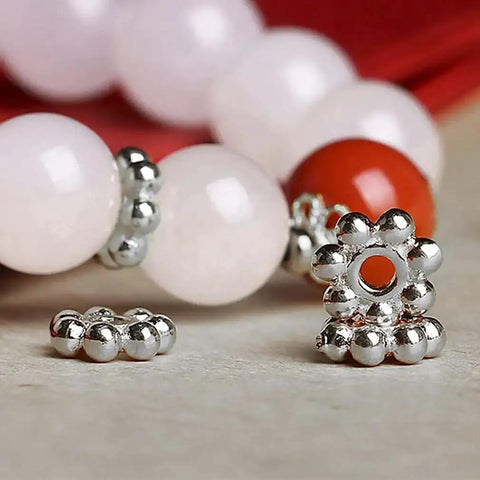 Close-up of Silver Flower Shape Septal Beads 1200Pcs Daisy Spacers CCB Spacer Beads for Bracelet Necklace Earring Jewelry Making