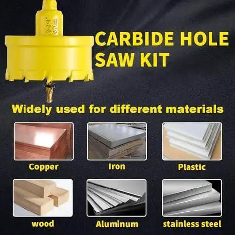Carbide Hole Saw Kit 24 Piece Set For Metal Wood Plastic And More With Upgraded Pilot Drill Bit And Hex Keys From DWIKE displayed
