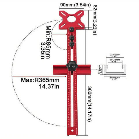 Pro-Grade Aluminum Router Milling Groove Bracket With Base, Adjustable Circle Cutting Jig for precise woodworking